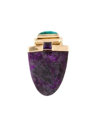 Pre-owned Pendant 14k Multistone Slide