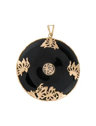 Pre-owned Pendant 14k Nephrite 'blessing' Peace Buckle , 2.25" In Multi