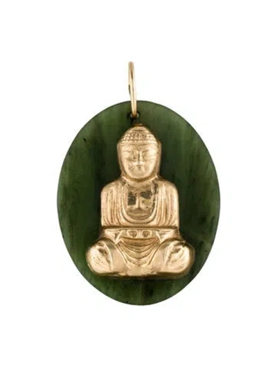 Pre-owned Pendant 14k Nephrite Buddha , 2.25" In Multi