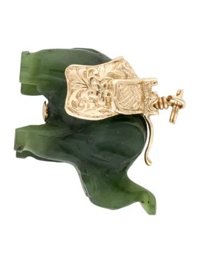 Pre-owned Pendant 14k Nephrite Elephant  In Multi