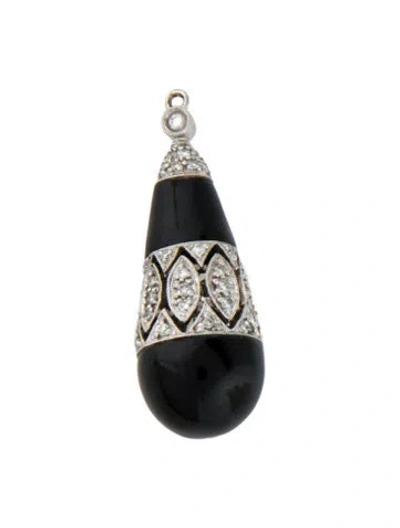 Pre-owned Pendant 14k Onyx & Diamond  In Multi