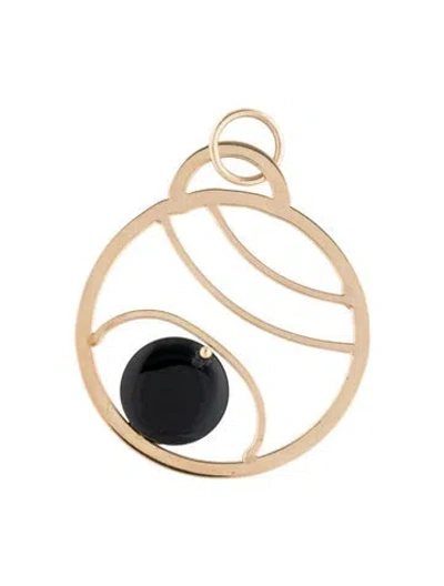 Pre-owned Pendant 14k Onyx Round  In Multi
