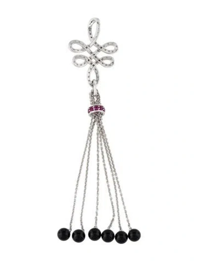 Pre-owned Pendant 14k Onyx, Ruby, & Diamond Tassel  In Multi