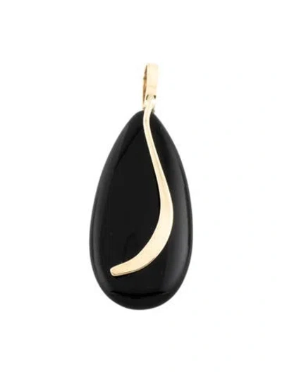 Pre-owned Pendant 14k Onyx Tear Drop  In Multi