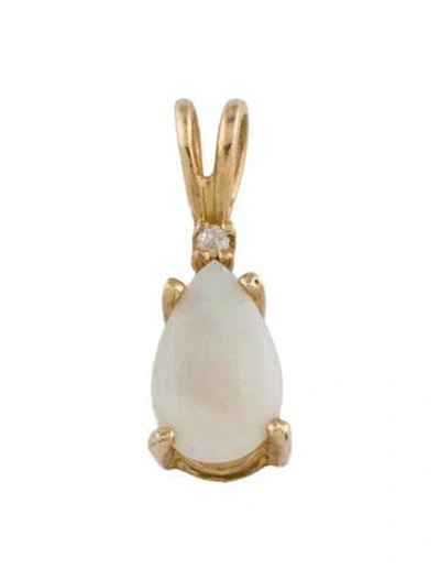 Pre-owned Pendant 14k Opal & Diamond , 0.5" In Multi