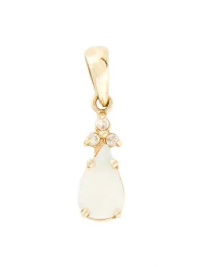 Pre-owned Pendant 14k Opal & Diamond  In Multi