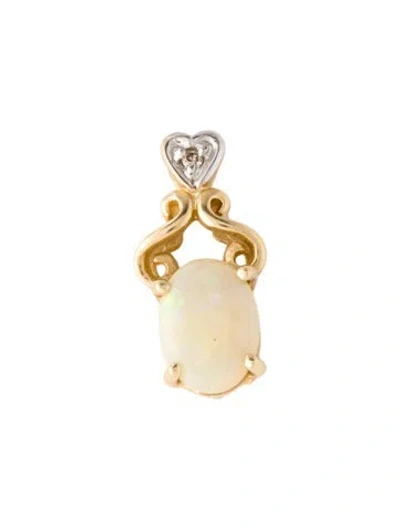 Pre-owned Pendant 14k Opal & Diamond  In Multi
