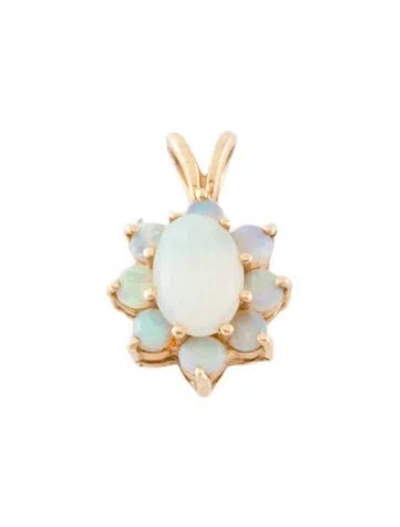 Pre-owned Pendant 14k Opal Charm , 0.5" In Silver
