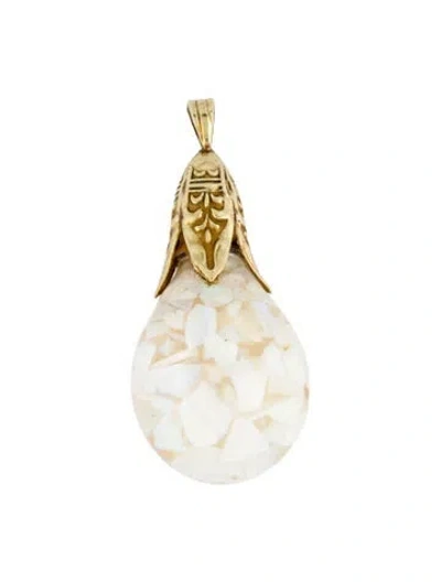 Pre-owned Pendant 14k Opal In Glass Drop  In Multi