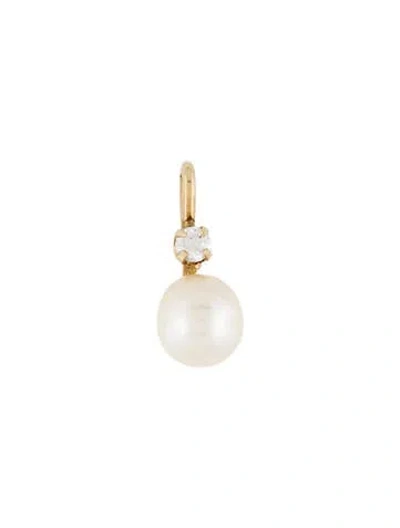 Pre-owned Pendant 14k Pearl & Cubic Zirconia  In Multi