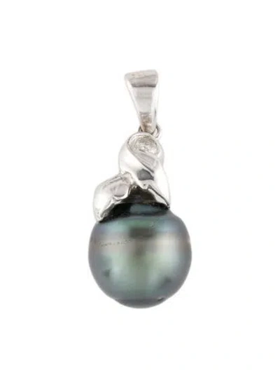 Pre-owned Pendant 14k Pearl & Diamond , 0.75" In Multi