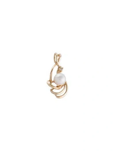 Pre-owned Pendant 14k Pearl & Diamond , 1" In Multi