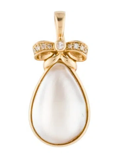 Pre-owned Pendant 14k Pearl & Diamond , 1.25" In Multi