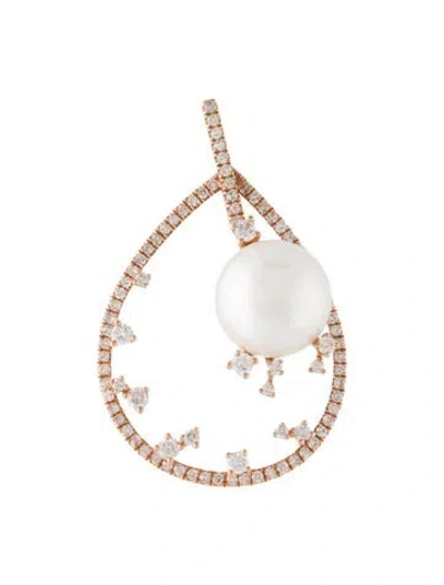 Pre-owned Pendant 14k Pearl & Diamond  In Multi