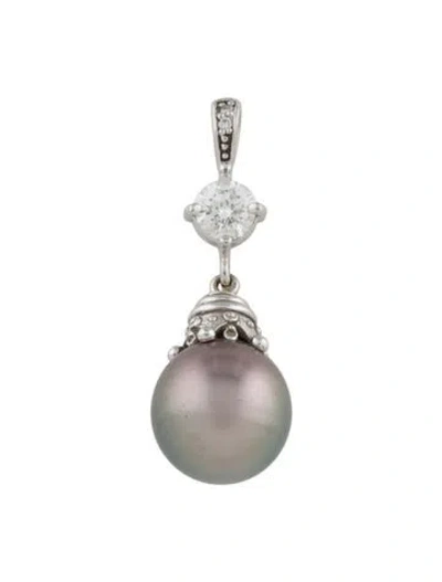 Pre-owned Pendant 14k Pearl & Diamond  In Multi
