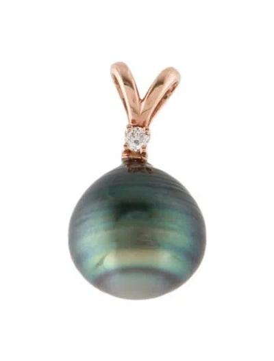 Pre-owned Pendant 14k Pearl & Diamond  In Multi