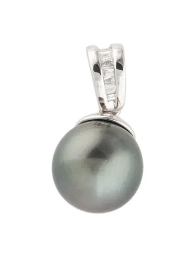 Pre-owned Pendant 14k Pearl & Diamond  In Multi