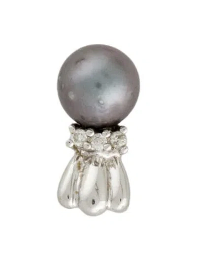 Pre-owned Pendant 14k Pearl & Diamond  In Multi