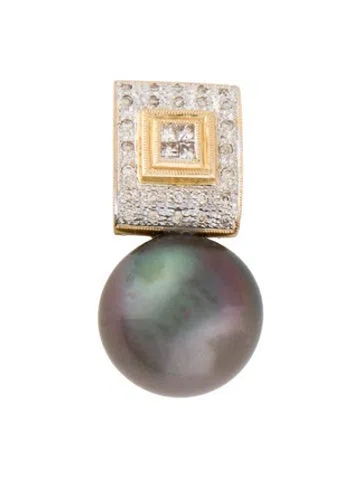 Pre-owned Pendant 14k Pearl & Diamond  In Multi