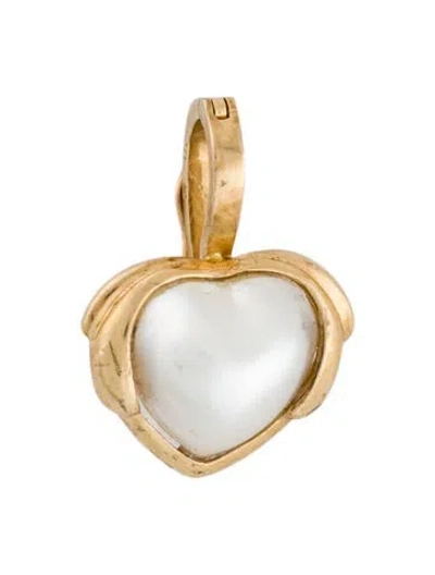 Pre-owned Pendant 14k Pearl Heart , 1" In Multi