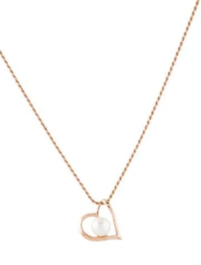 Pre-owned Pendant 14k Pearl Heart  Necklace, 20.5" In Multi