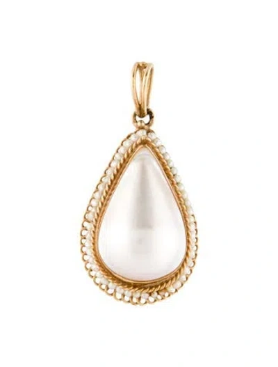 Pre-owned Pendant 14k Pearl  In Multi