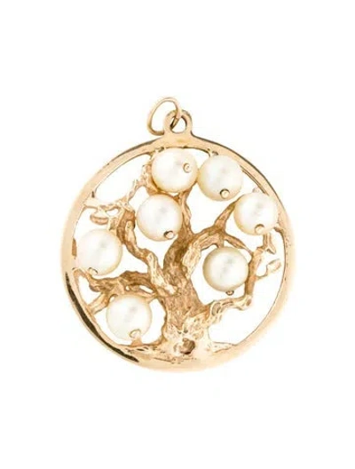 Pre-owned Pendant 14k Pearl Tree  In Multi