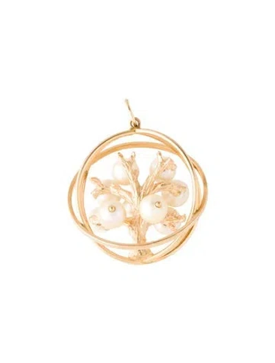 Pre-owned Pendant 14k Pearl Tree  In Multi