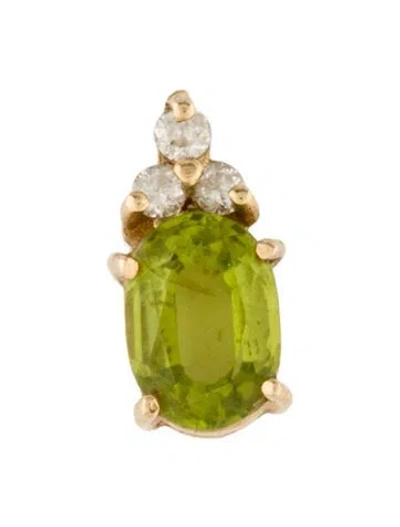Pre-owned Pendant 14k Peridot & Diamond , 0.5" In Multi