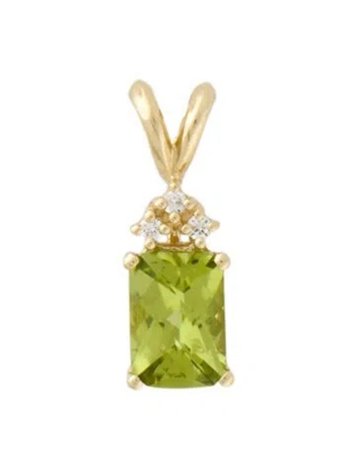 Pre-owned Pendant 14k Peridot & Diamond  In Multi