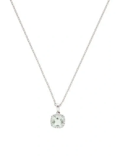Pre-owned Pendant 14k Prasiolite & Diamond  Necklace, 17" In Multi