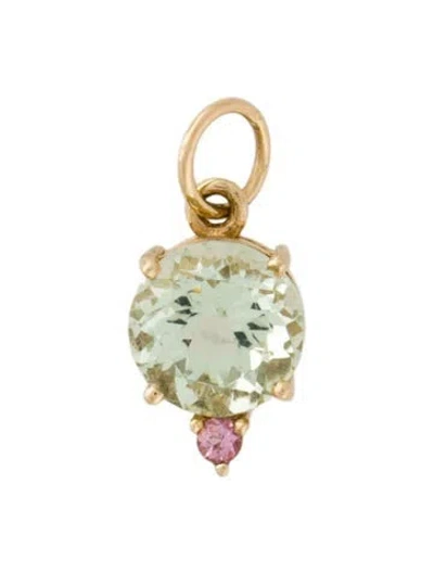 Pre-owned Pendant 14k Prasiolite & Tourmaline  In Multi