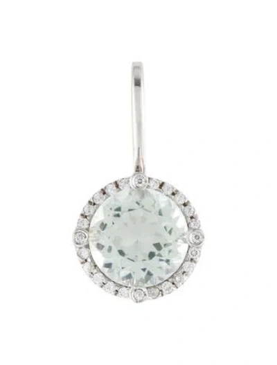 Pre-owned Pendant 14k Prasiolite, Diamond, & Cubic Zirconia , 1" In Transparent