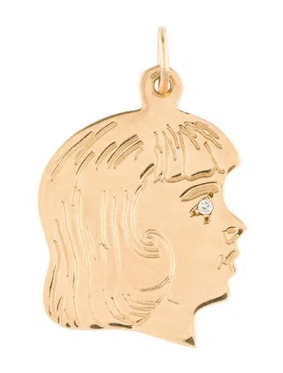 Pre-owned Pendant 14k Profile Diamond  In Multi