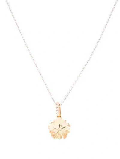 Pre-owned Pendant 14k Quartz & Diamond Clover  Necklace, 17" In Multi