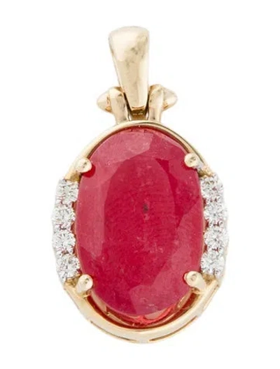 Pre-owned Pendant 14k Rhodonite & Diamond  In Multi