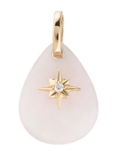 Pre-owned Pendant 14k Rose Quartz & Diamond  In Multi