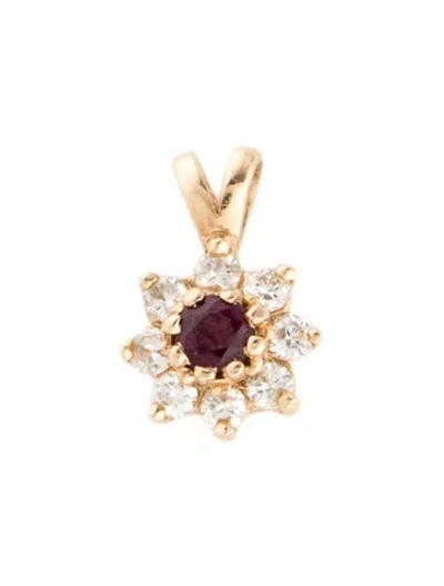 Pre-owned Pendant 14k Ruby & Diamond , 0.5" In Multi