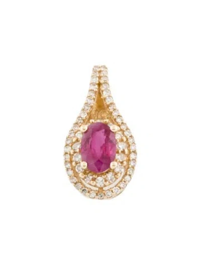 Pre-owned Pendant 14k Ruby & Diamond , 0.75" In Multi