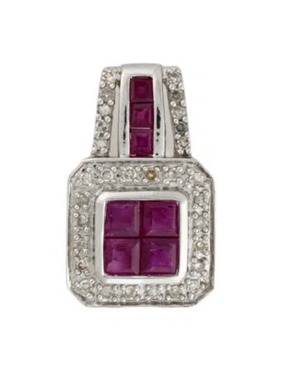 Pre-owned Pendant 14k Ruby & Diamond , 0.75" In Multi