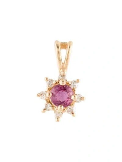 Pre-owned Pendant 14k Ruby & Diamond  In Multi