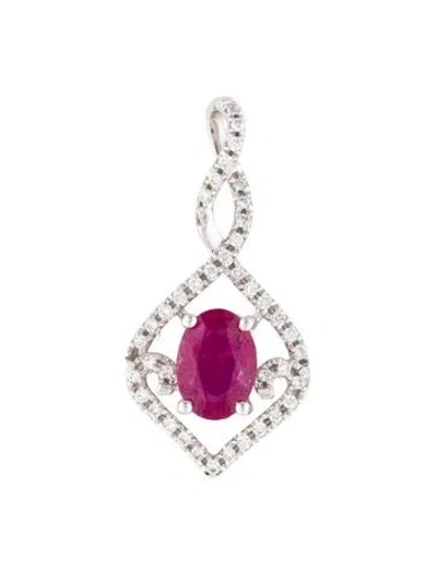 Pre-owned Pendant 14k Ruby & Diamond  In Multi