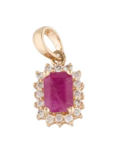 Pre-owned Pendant 14k Ruby & Diamond  In Multi