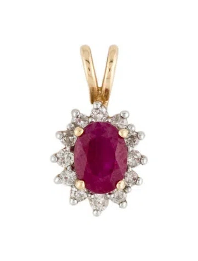 Pre-owned Pendant 14k Ruby & Diamond  In Multi
