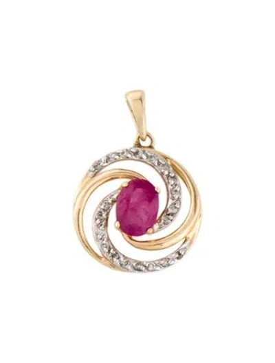 Pre-owned Pendant 14k Ruby & Diamond Spiral , 1" In Multi