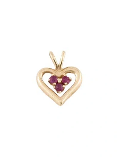Pre-owned Pendant 14k Ruby Heart, 0.25" In Multi