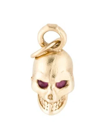 Pre-owned Pendant 14k Ruby Skull  In Multi