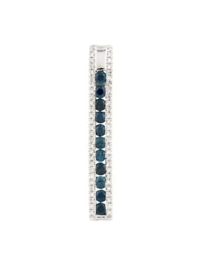 Pre-owned Pendant 14k Sapphire & Diamond Bar , 1.25" In Multi