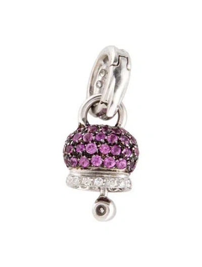 Pre-owned Pendant 14k Sapphire & Diamond Bell , 1" In Multi