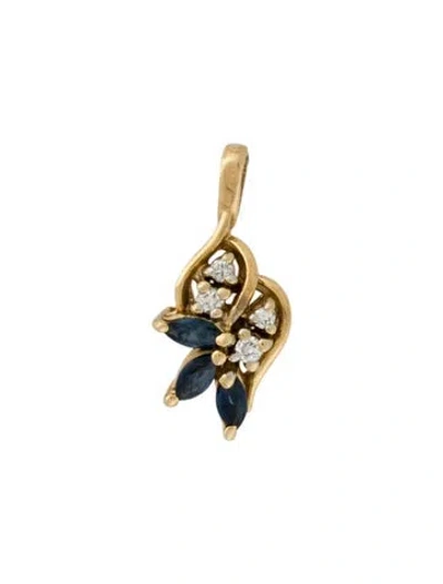 Pre-owned Pendant 14k Sapphire & Diamond Cluster, 0.75" In Multi